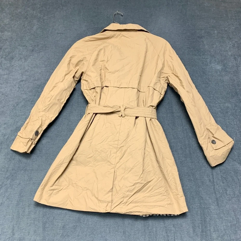 Zara Trench Coat Girls 13-14 Beige Lined Vented Back Double Breasted Tie Waist